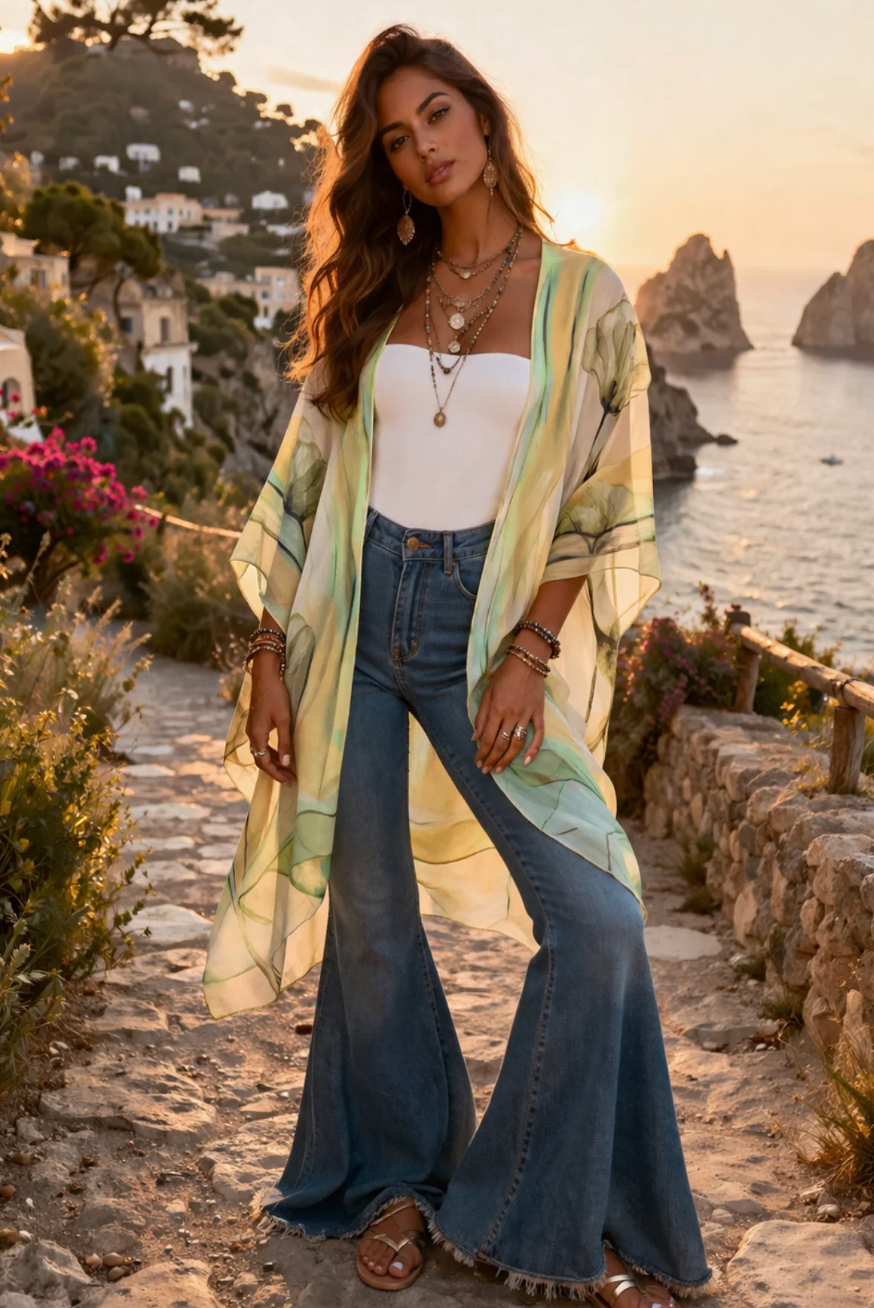 BAZ Kimono - Yellow Watercolour Floral