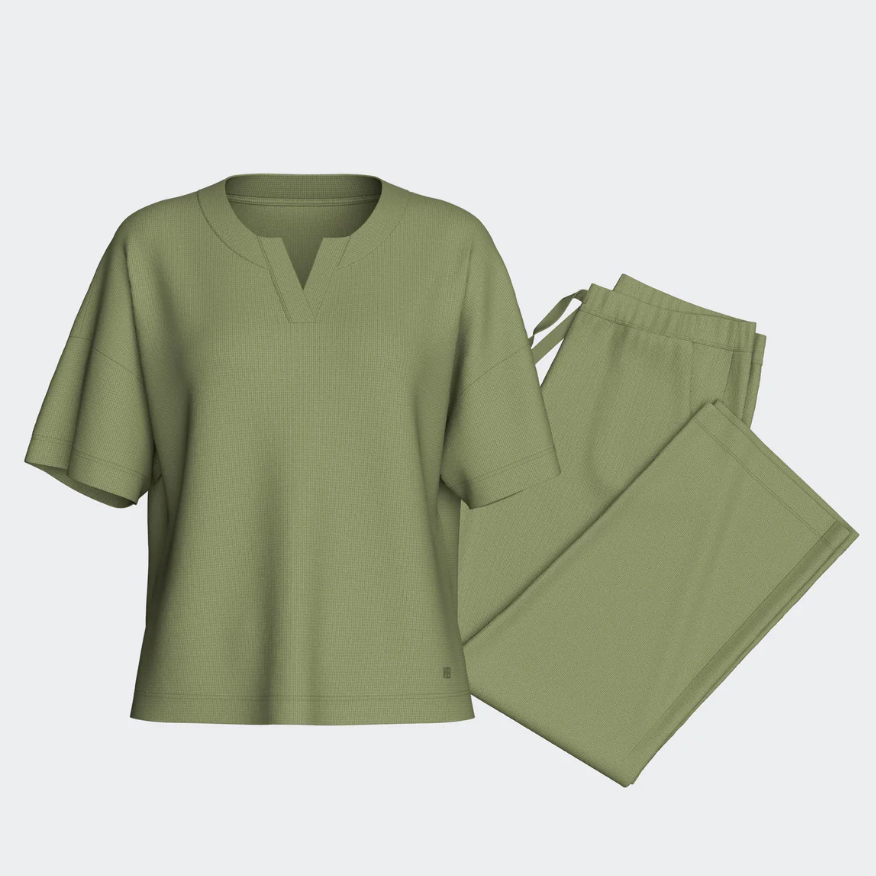 IMPETUS Long Pant & Slit Tee Lounge Set in Lyocell