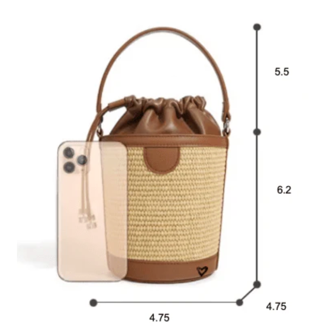 preneLOVE LYTTON Raffia Small Crossbody Bucket Bag