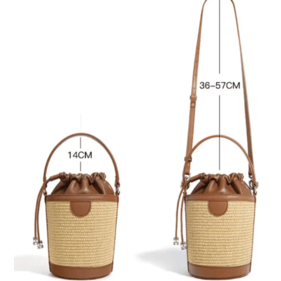preneLOVE LYTTON Raffia Small Crossbody Bucket Bag