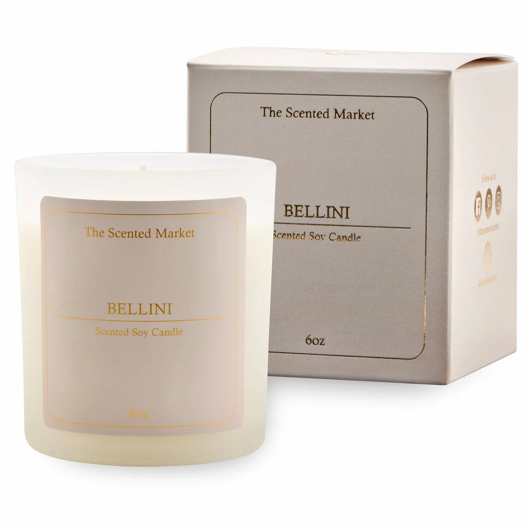 The Scented Market - BELLINI Cocktail Soy Wax Candle with Gift Box