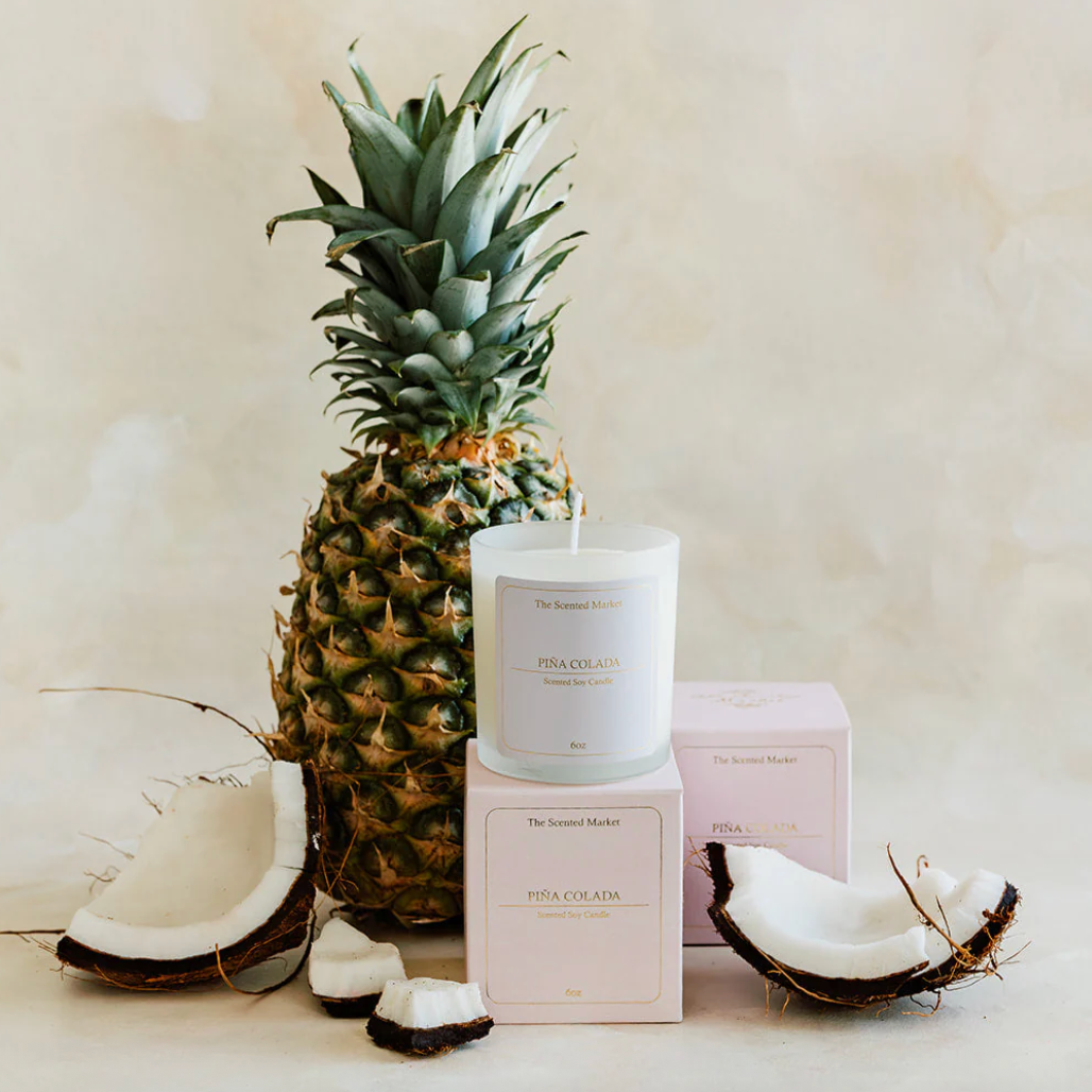 The Scented Market - PIÑA COLADA Cocktail Soy Wax Candle with Gift Box
