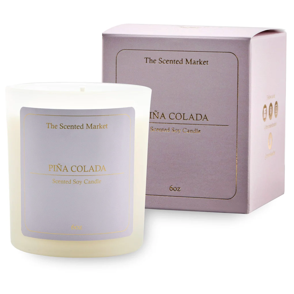 The Scented Market - PIÑA COLADA Cocktail Soy Wax Candle with Gift Box