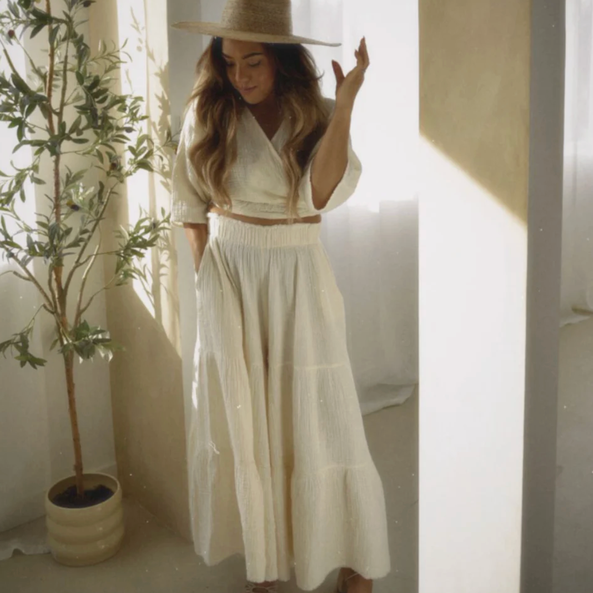 Pokoloko - Turkish Cotton Crinkle Skirt Pants