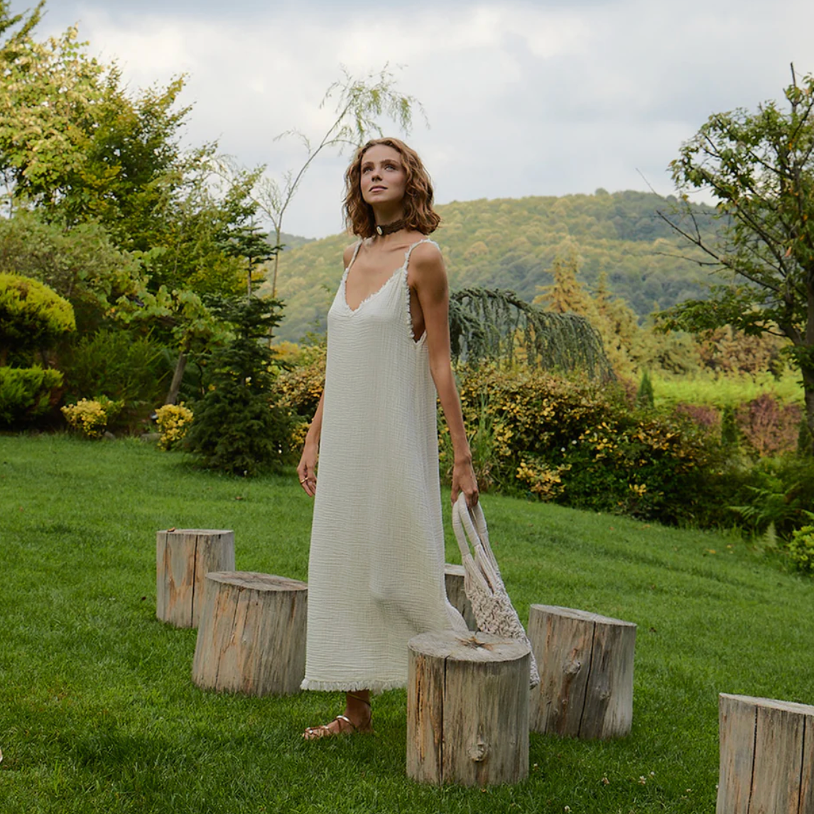 Pokoloko - Turkish Cotton Crinkle Strappy Dress