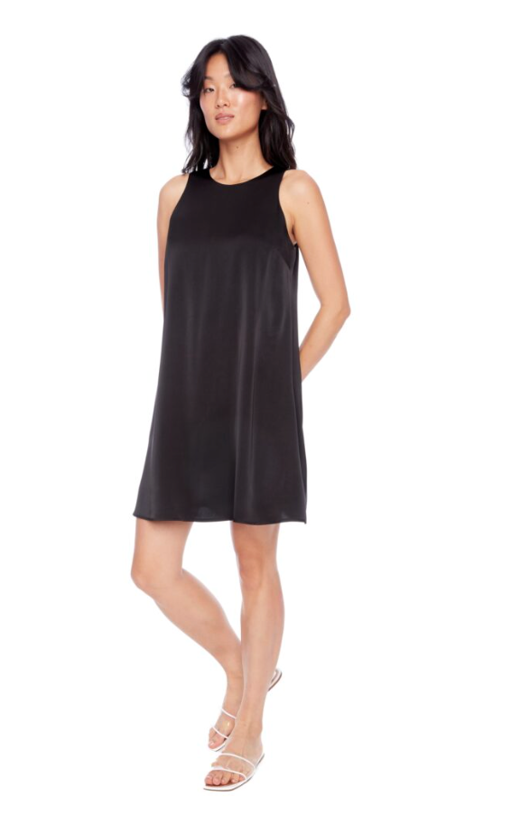 ILTM Sabrina Solid Satin Dress - BLACK