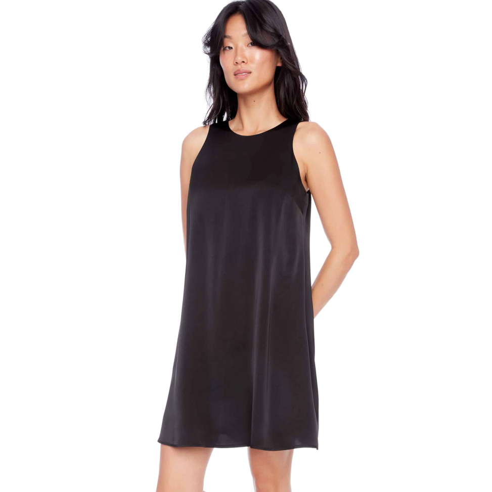 ILTM Sabrina Solid Satin Dress - BLACK