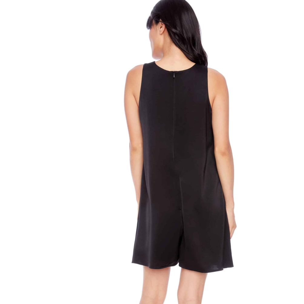 ILTM Sabrina Solid Satin Dress - BLACK