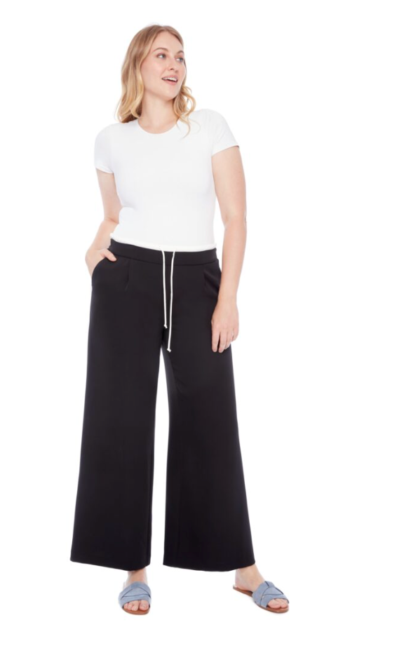ILTM Vegan Silk Wide Leg Pants - BLACK