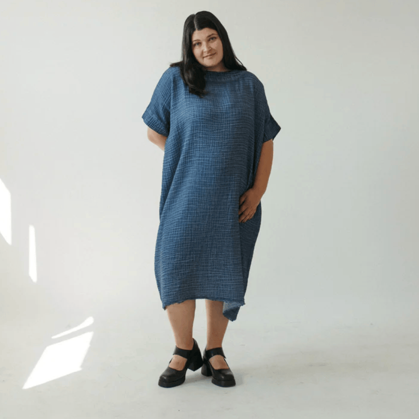 Pokoloko - Turkish Cotton Crinkle Denim Balloon Dress