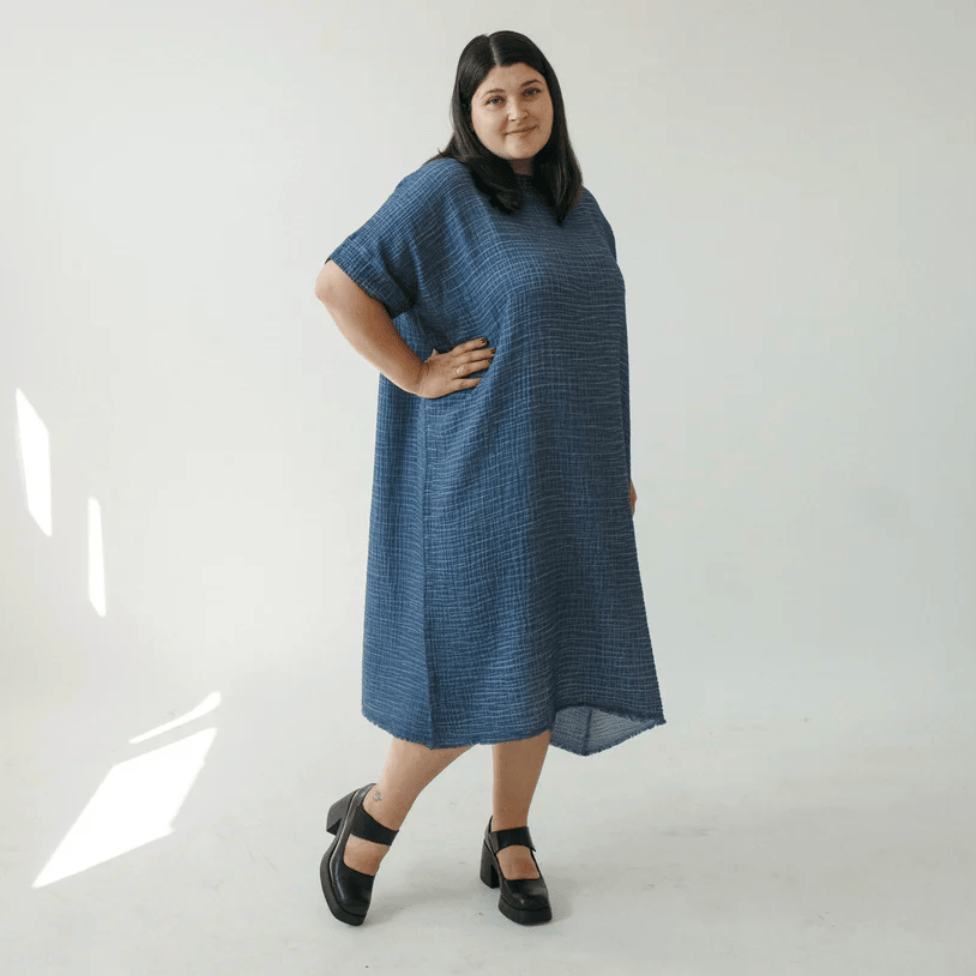 Pokoloko - Turkish Cotton Crinkle Denim Balloon Dress