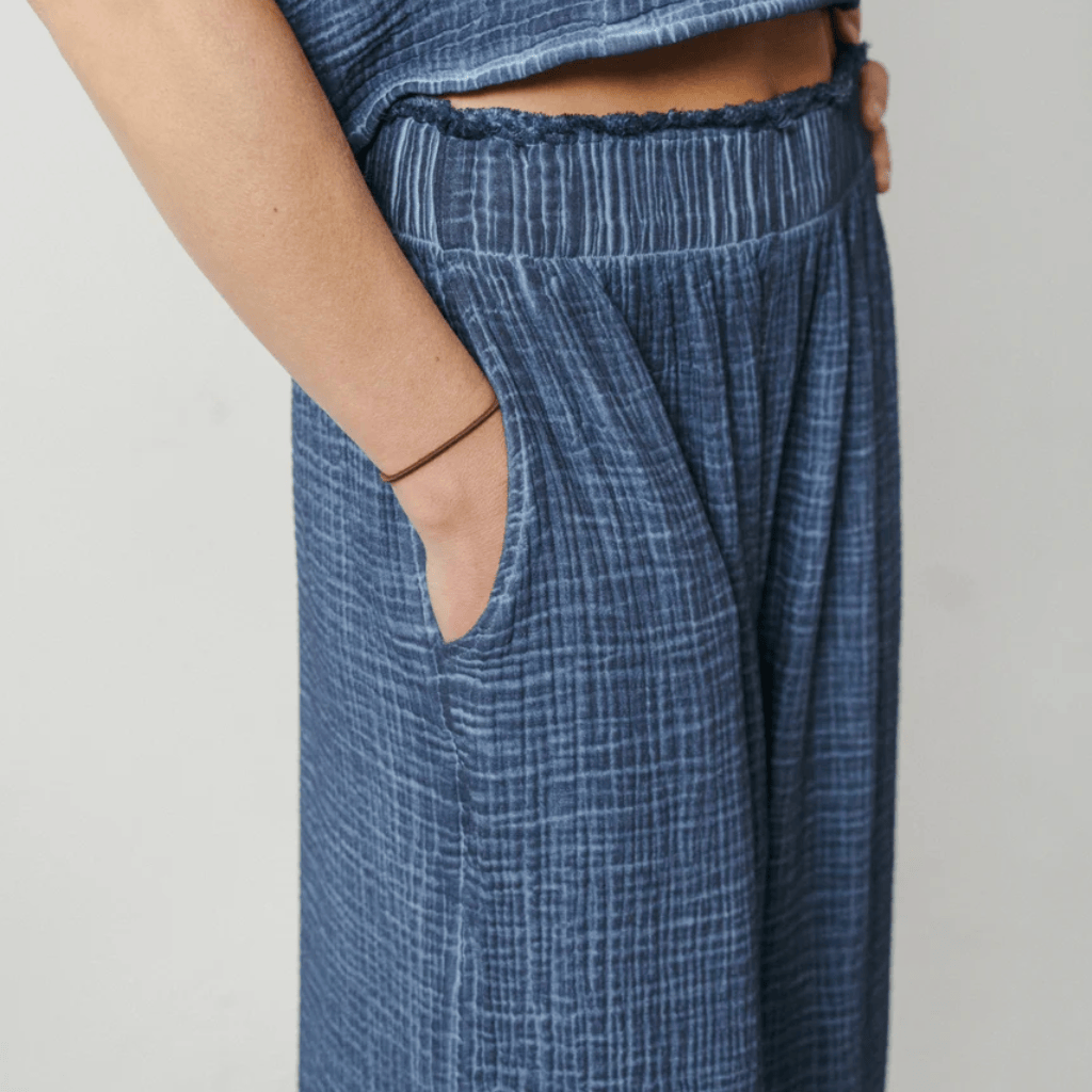 Pokoloko - Turkish Cotton Crinkle Denim Palazzo Pants