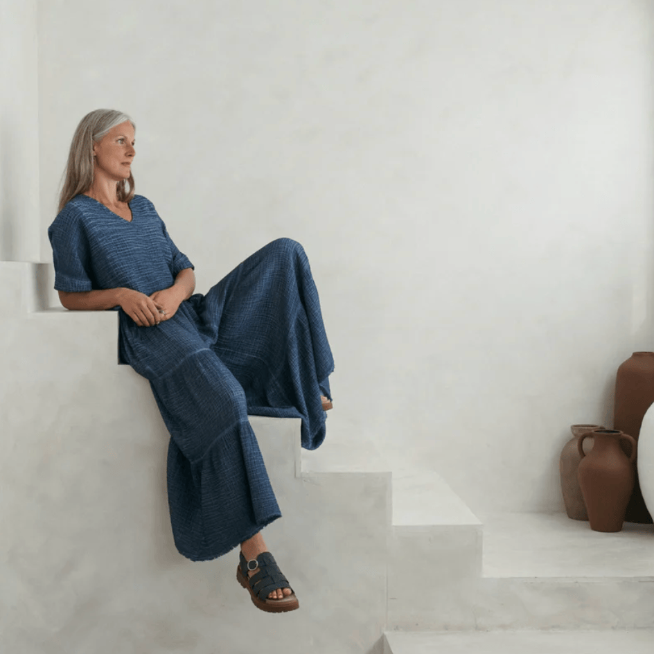 Pokoloko - Turkish Cotton Crinkle Denim Skirt Pants