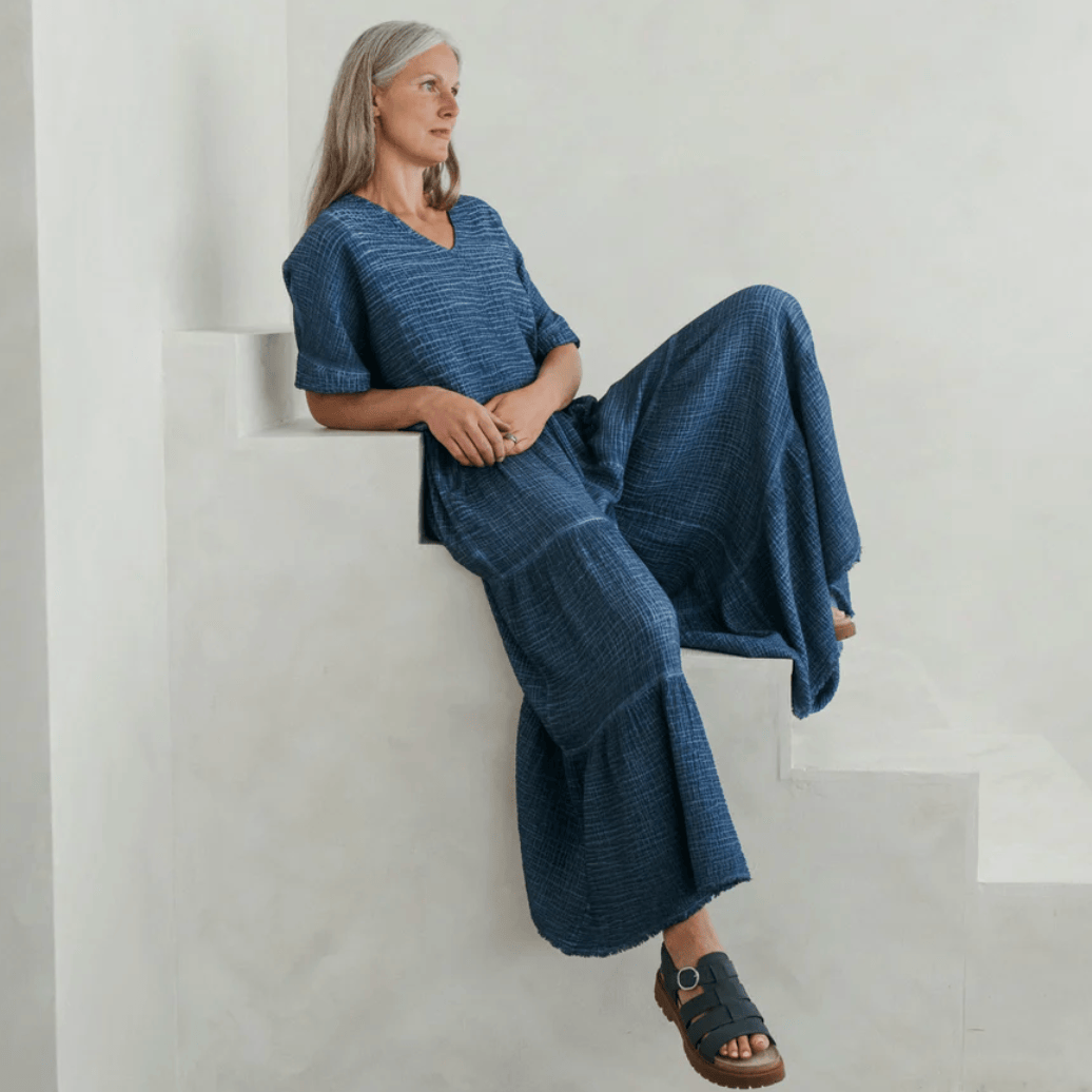 Pokoloko - Turkish Cotton Crinkle Denim Skirt Pants
