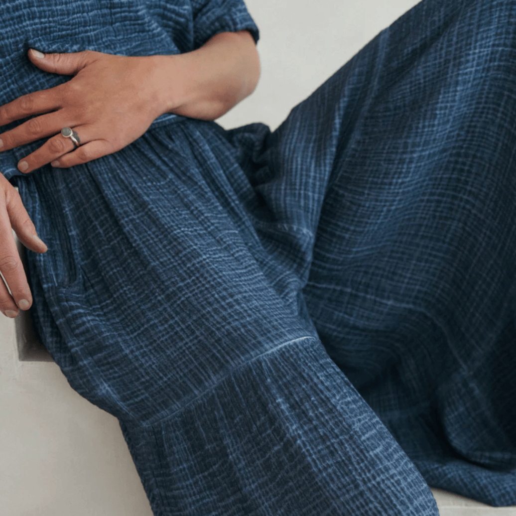 Pokoloko - Turkish Cotton Crinkle Denim Skirt Pants