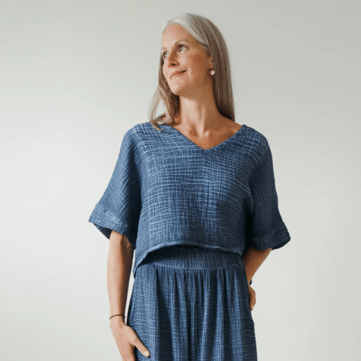 Pokoloko - Turkish Cotton Crinkle Denim Crop Top