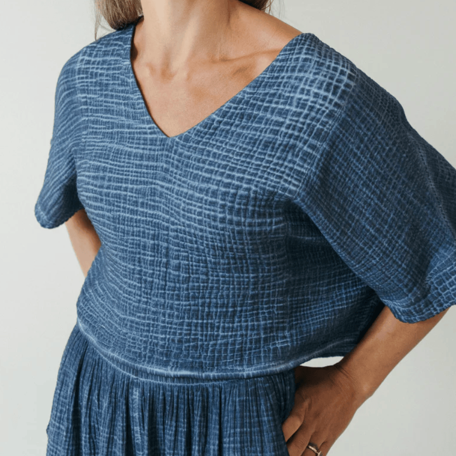 Pokoloko - Turkish Cotton Crinkle Denim Crop Top