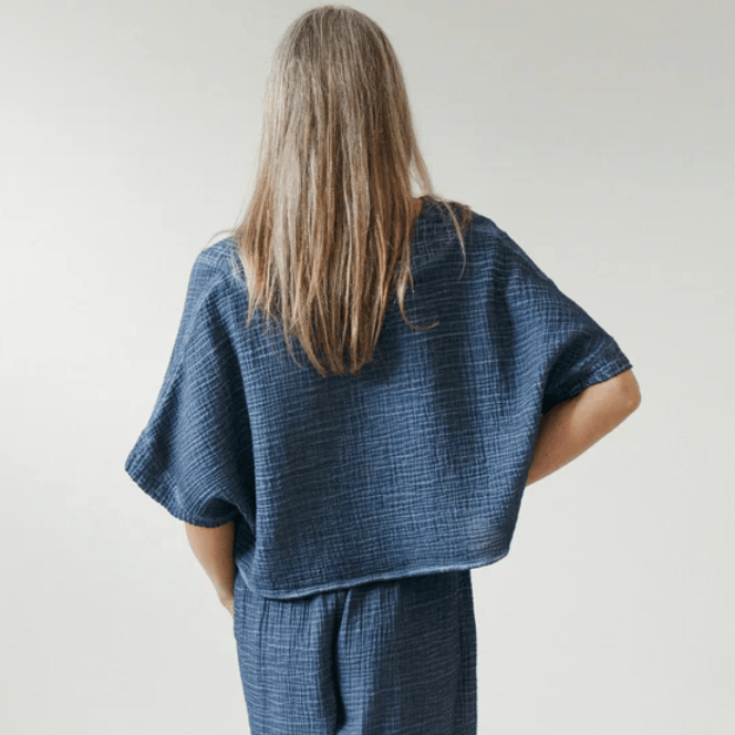 Pokoloko - Turkish Cotton Crinkle Denim Crop Top