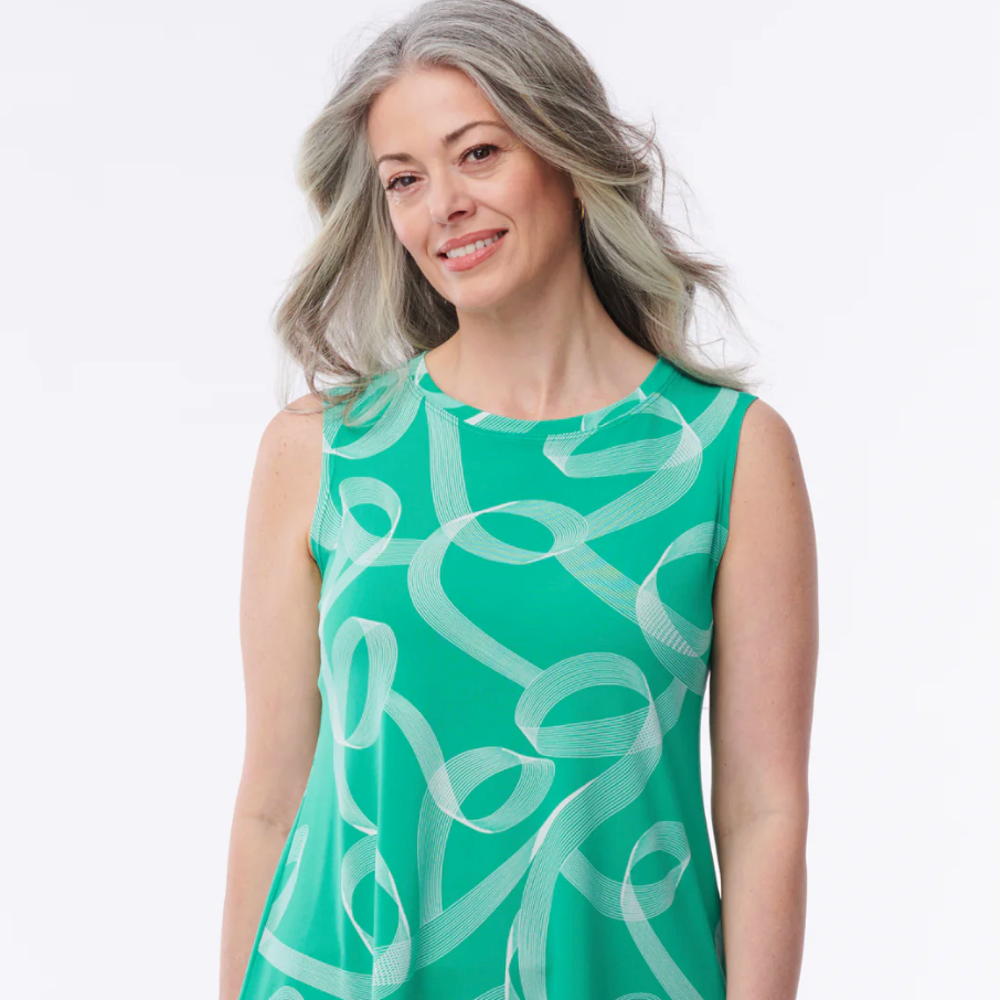 Helene Clarkson Design GREEN PRINT Tank Top