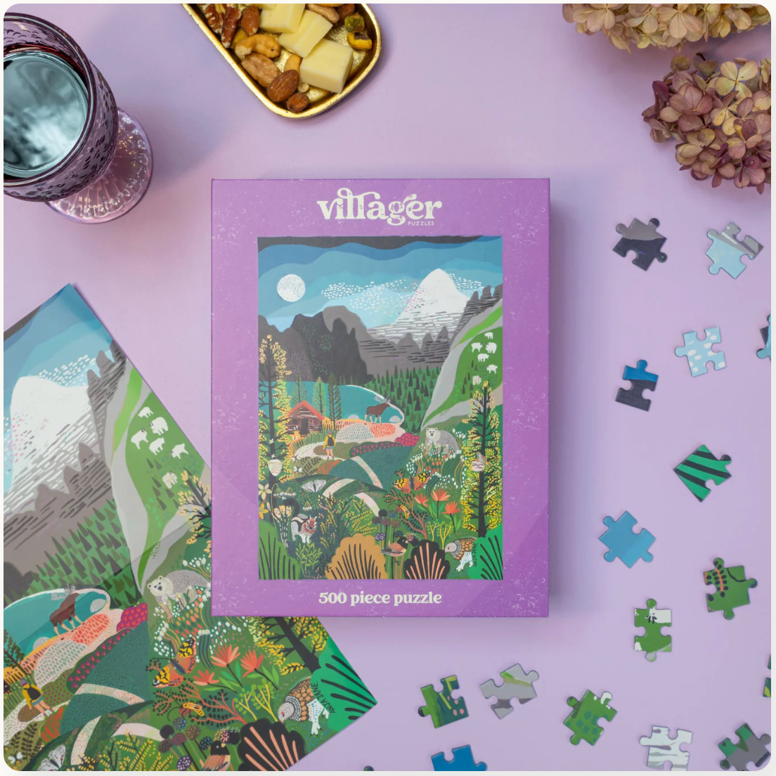 Villager Puzzles - ROCKIES EXPLORER 500-Piece Puzzle for Adults, Designed in Canada by Anja Jane