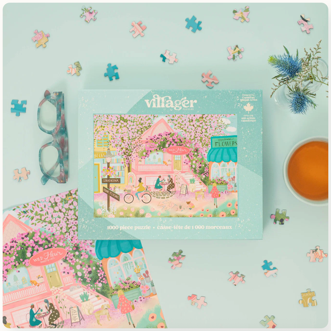 Villager Puzzles - CITY IN BLOOM 1000-Piece Puzzle for Adults Designed in Canada by Ginger Deverell