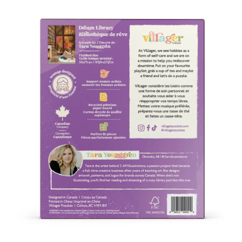 Villager Puzzles - DREAM LIBRARY 1000-Piece Puzzle for Adults | Designed in Canada by Tara Younggren