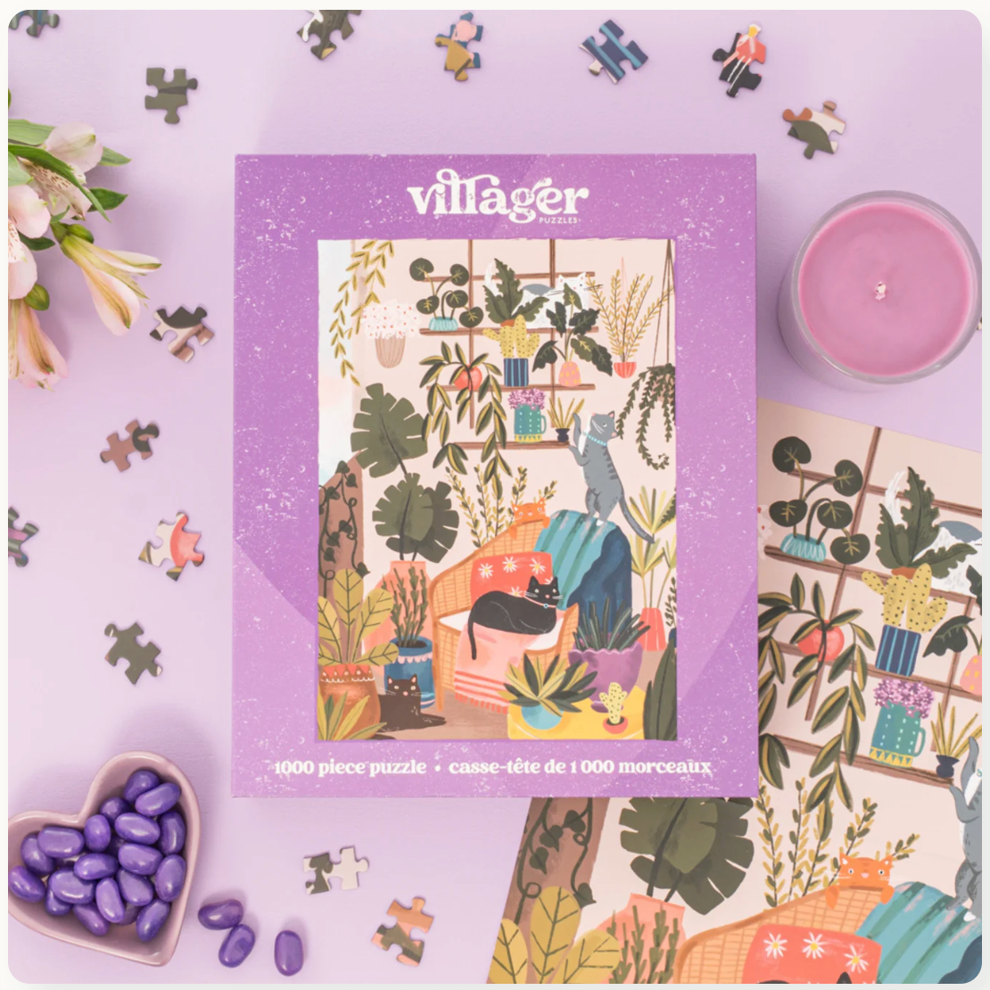 Villager Puzzles - BALCONY CATS 1000-Piece Puzzle for Adults Designed in Canada by Laura Konyndyk