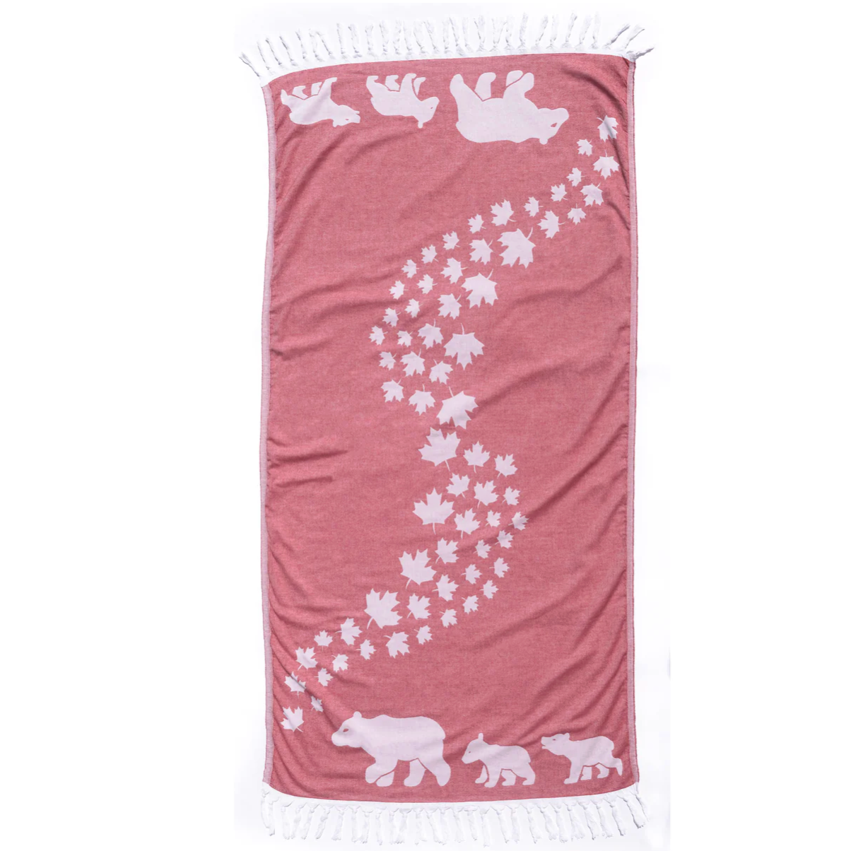 Pomp & Sass Turkish Body Towel - Red & White Canadian Bears