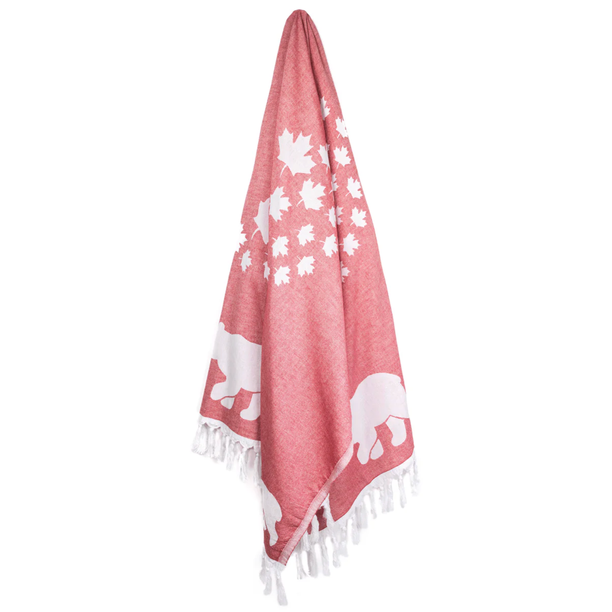 Pomp & Sass Turkish Body Towel - Red & White Canadian Bears