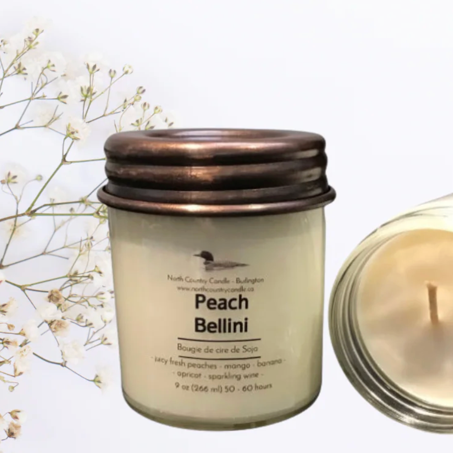 North Country Candle - PEACH BELLINI Soy Wax Candle with Copper Lid