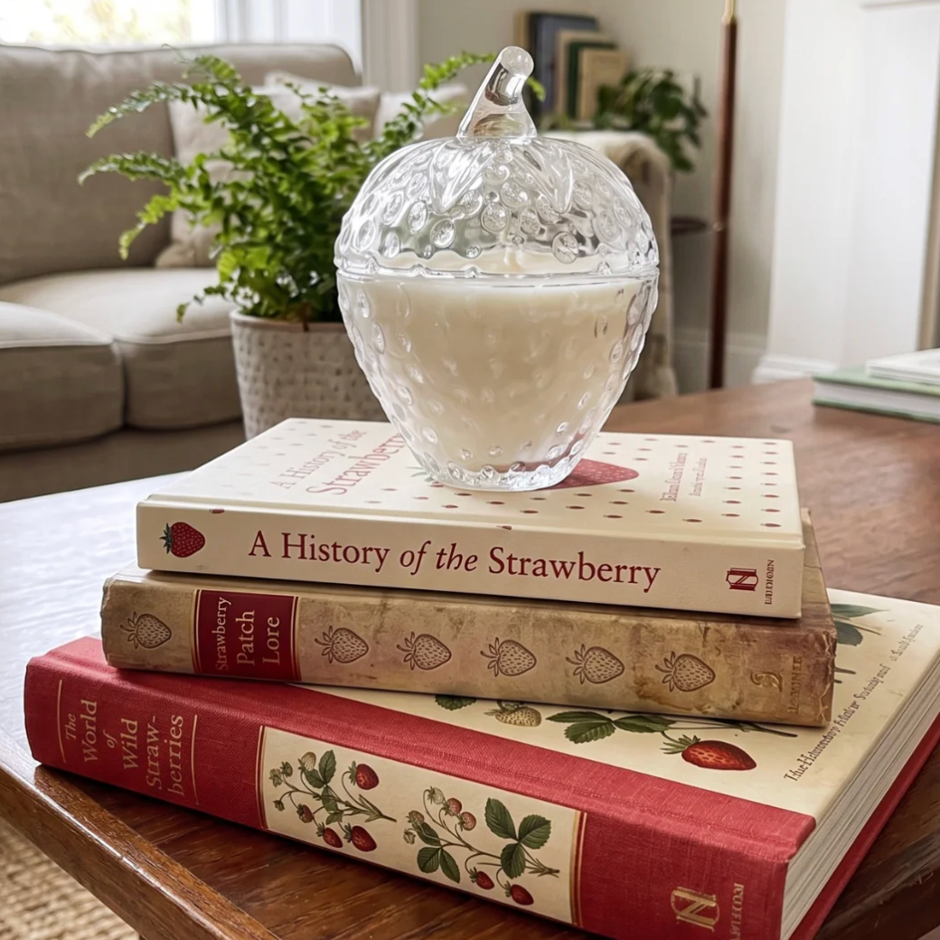 The Scented Market - GLASS STRAWBERRY Soy Wax Candle with Lid
