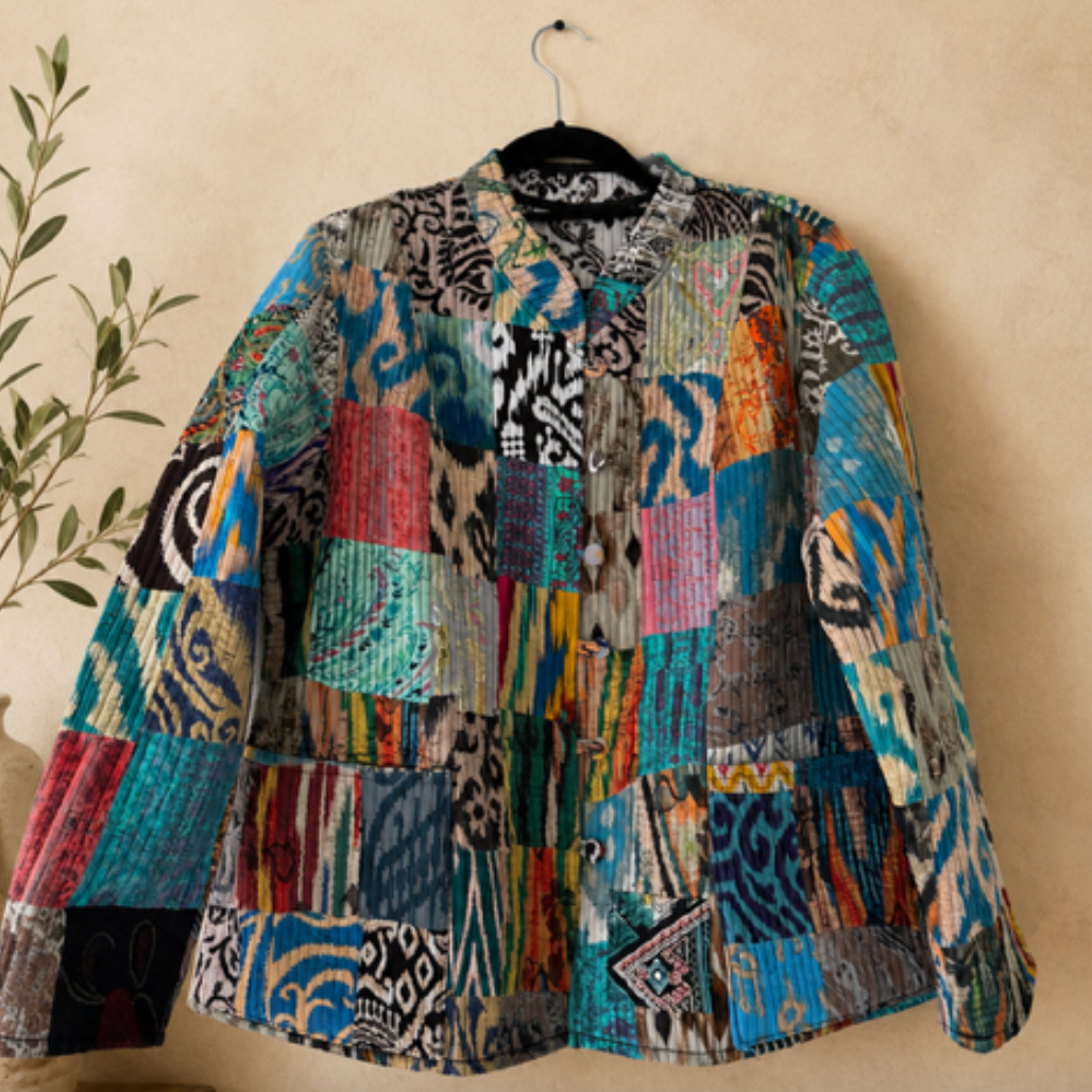 ZINNUR Handmade Reversible Quilted Cotton Jacket - Patchwork
