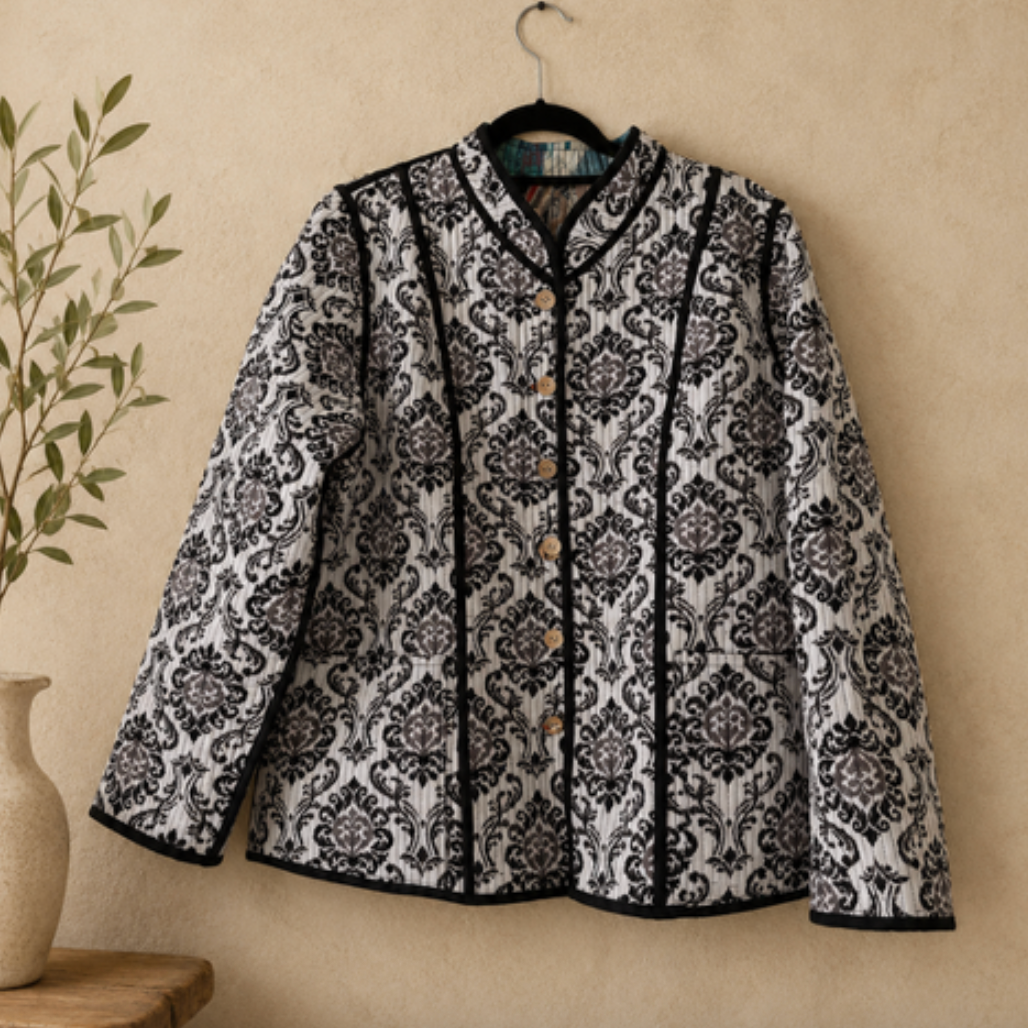ZINNUR Handmade Reversible Quilted Cotton Jacket - Patchwork