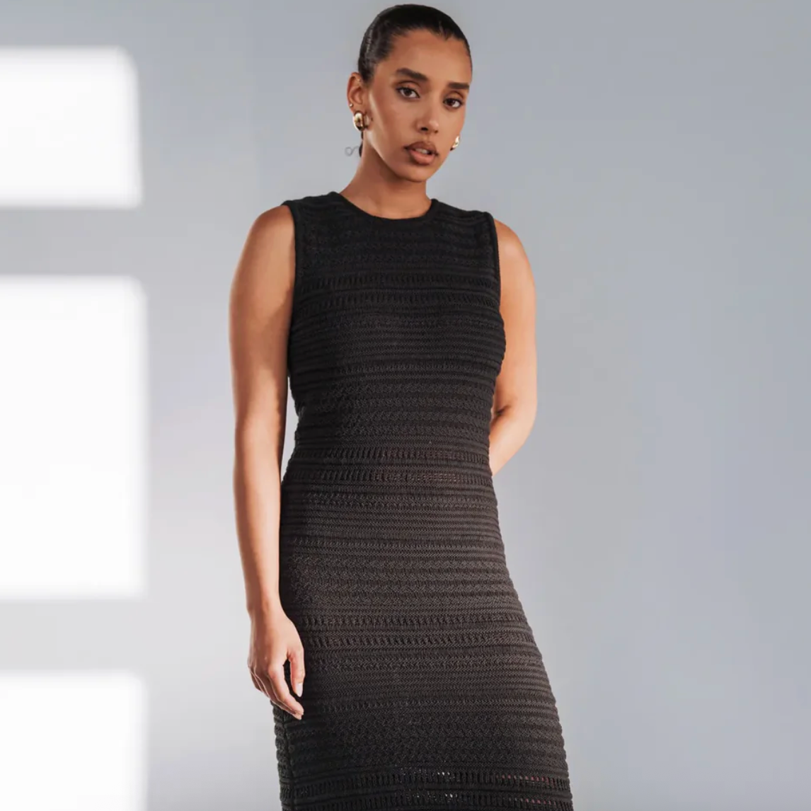 Poppy Barley - The SUNSET BLACK Organic Cotton Knit Dress
