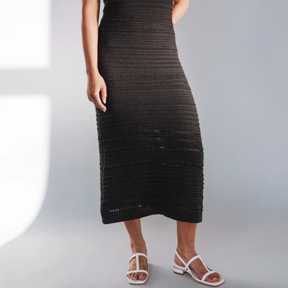 Poppy Barley - The SUNSET BLACK Organic Cotton Knit Dress