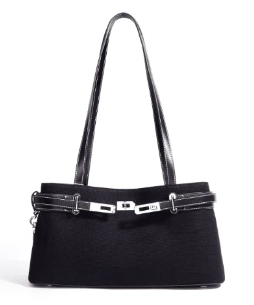 preneLOVE RUNDLE Genuine Leather & Linen Handbag
