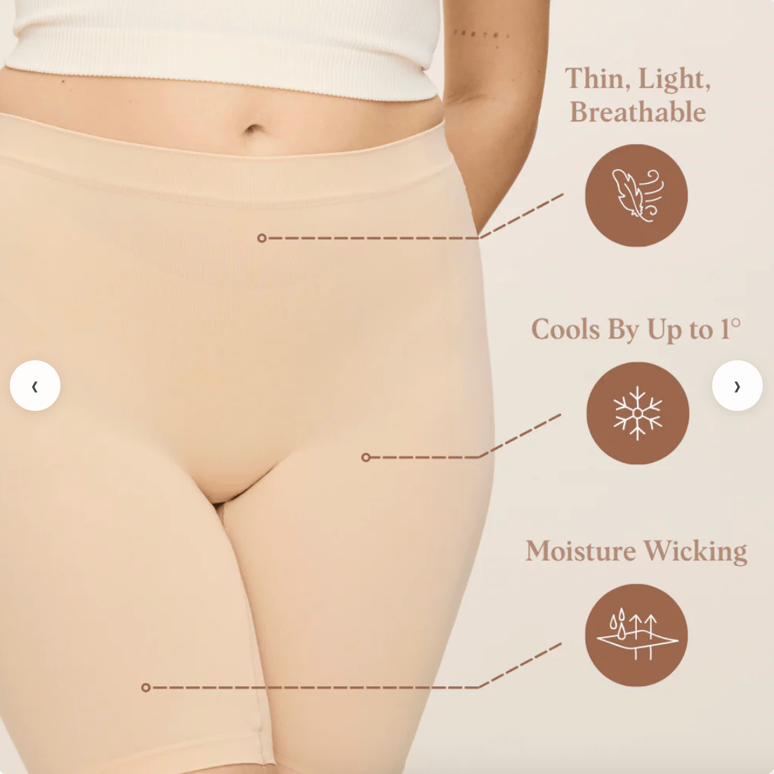 Thigh Society BEIGE COOLING Anti-Chafe Slip Short Underwear