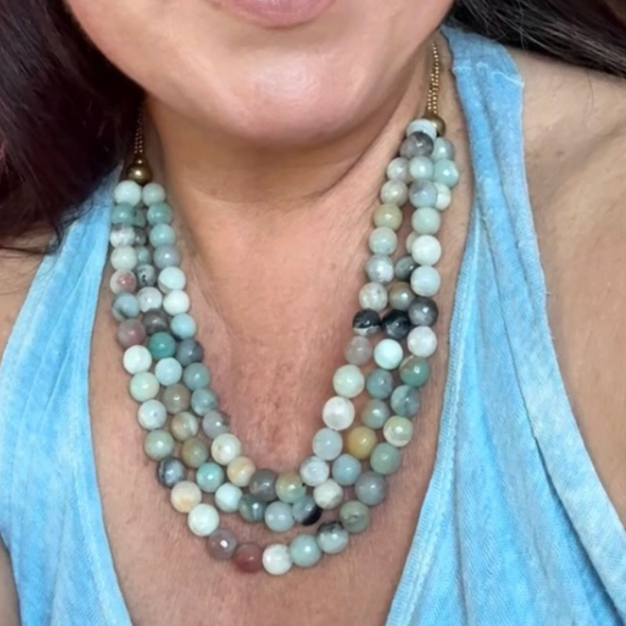 Love Not Fear AMAZONITE Beaded Necklace