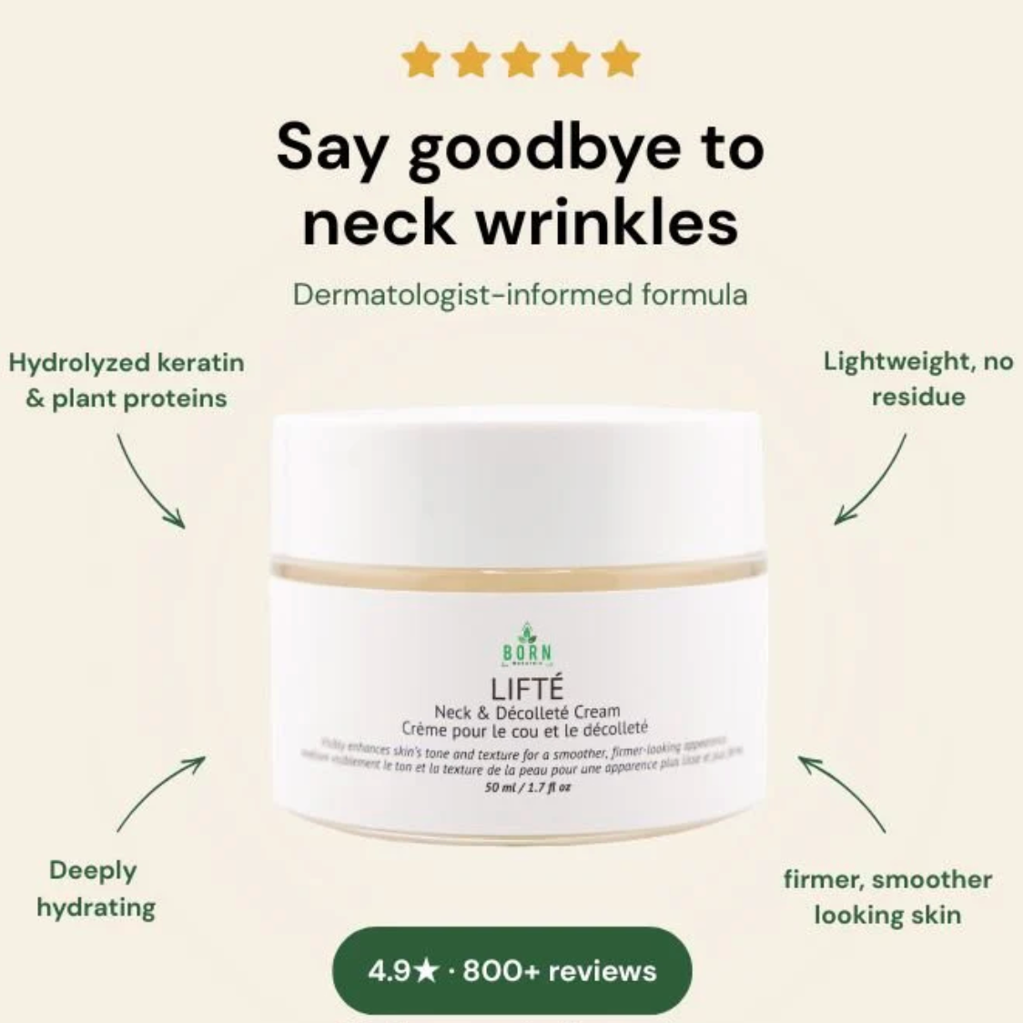 Born Naturals LIFTÉ Neck & Décolleté Cream
