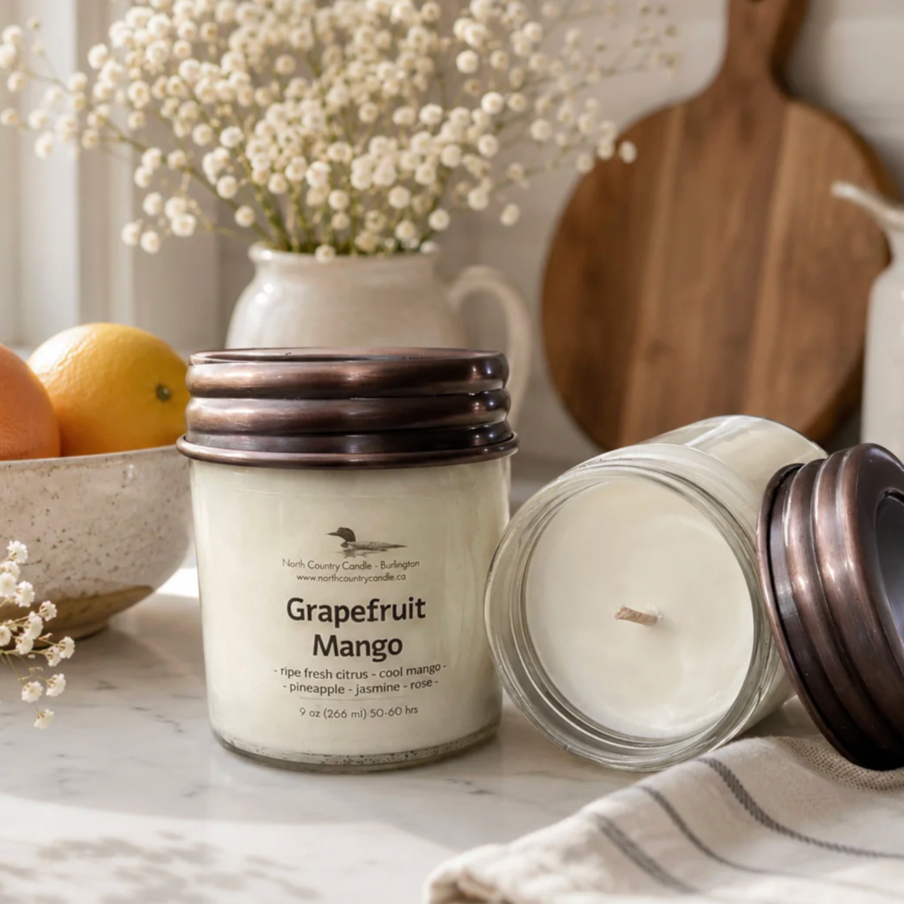 North Country Candle - GRAPEFRUIT MANGO Soy Wax Candle with Copper Lid