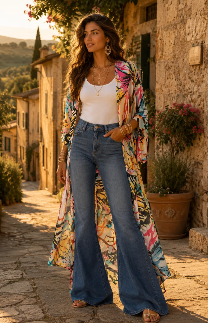 BAZ Maxi Kimono - Watercolour