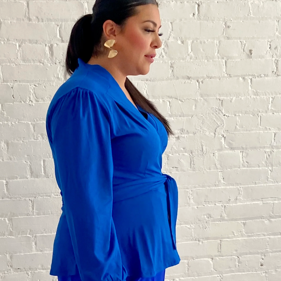 DOTTY Royal Blue Wrap Top