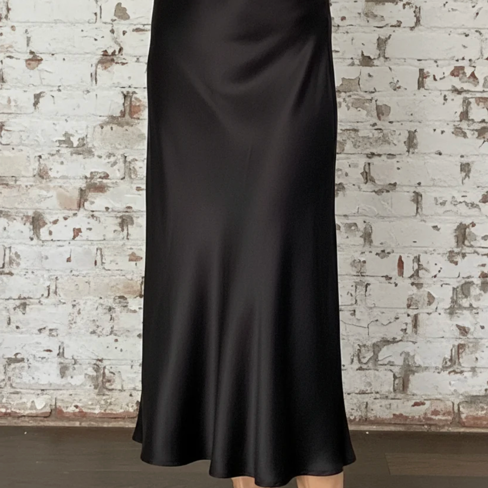 DOTTY Black Satin Skirt