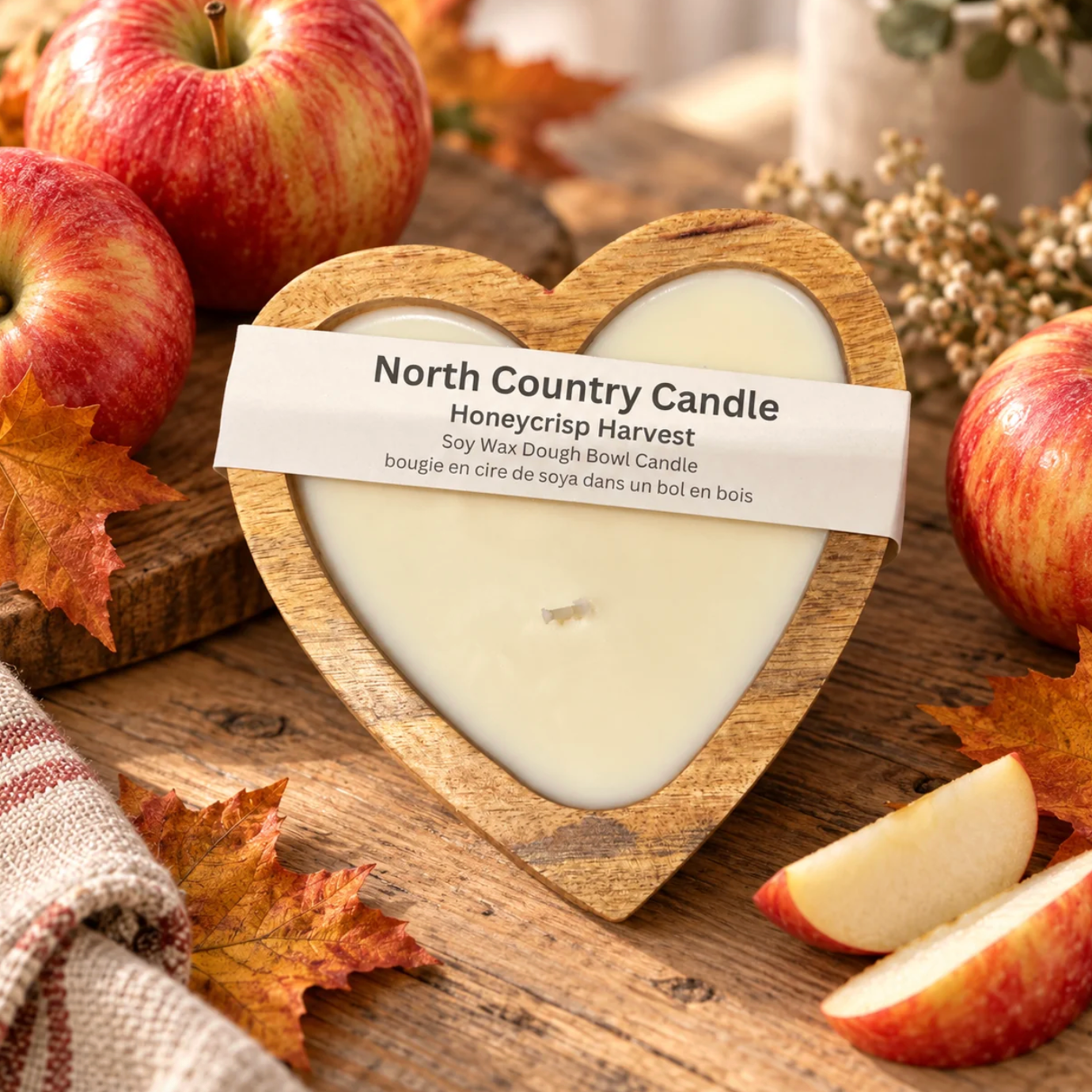 North Country Candle - HONEYCRISP HARVEST SWEETHEART Dough Bowl Soy Wax Candle