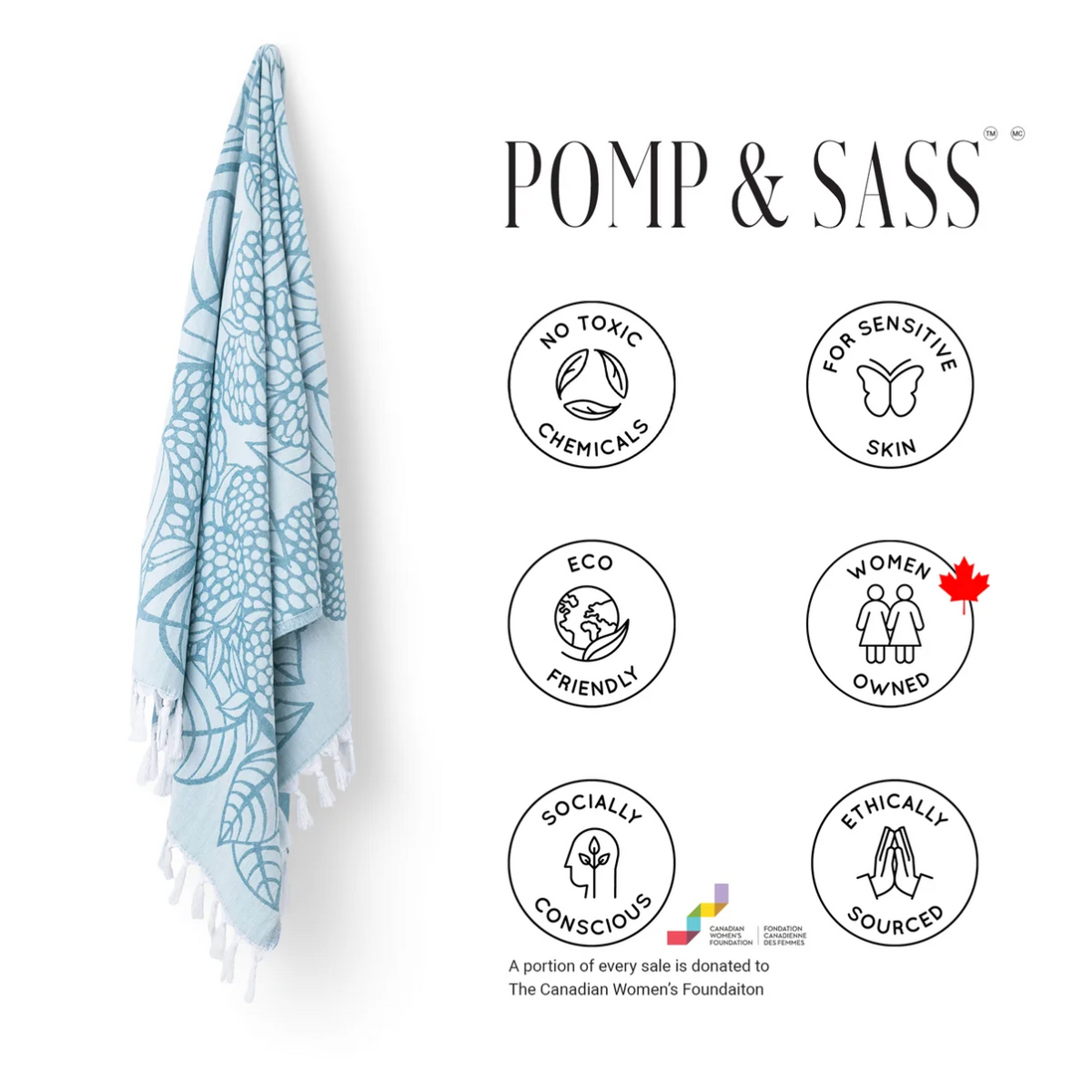 Pomp & Sass Turkish BODY Towel - Briar