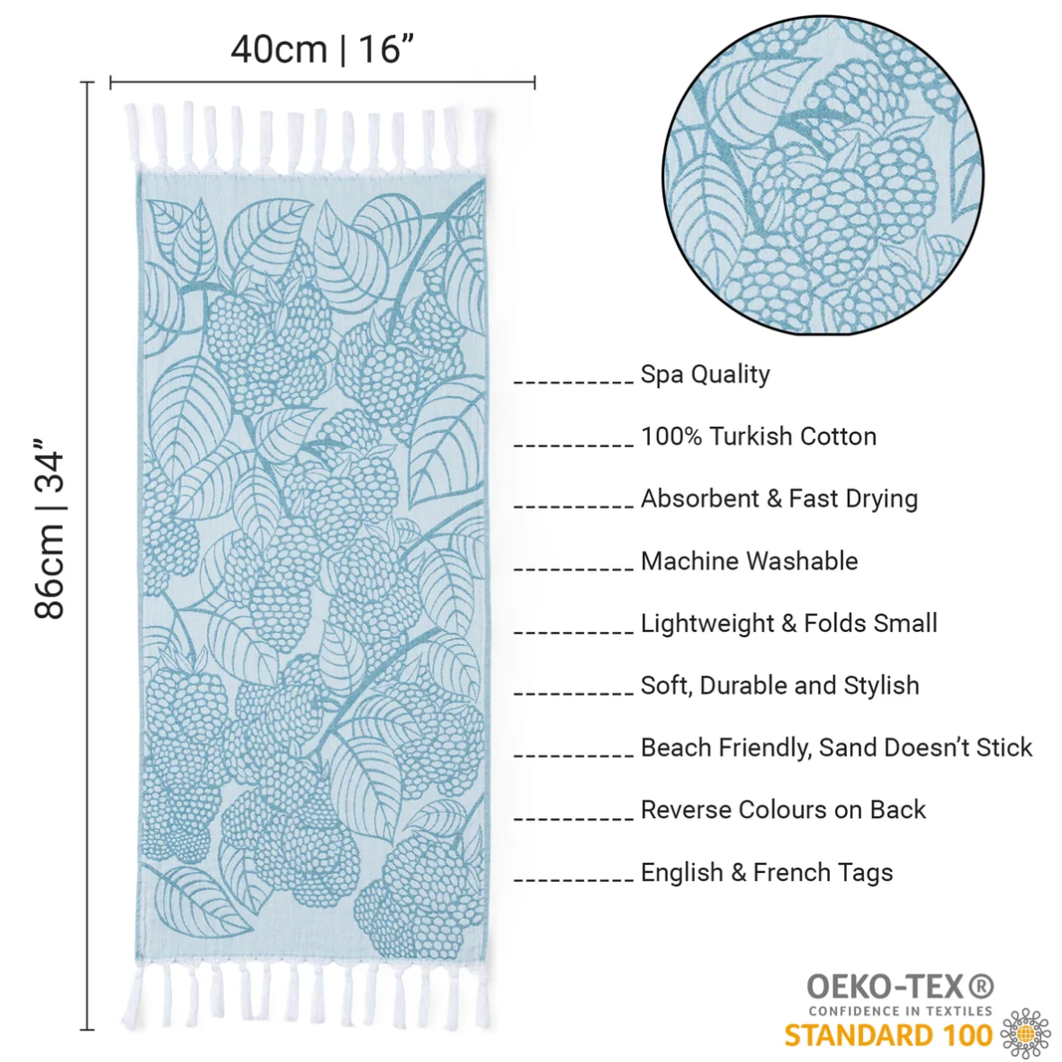 Pomp & Sass Turkish HAND Towel - Briar