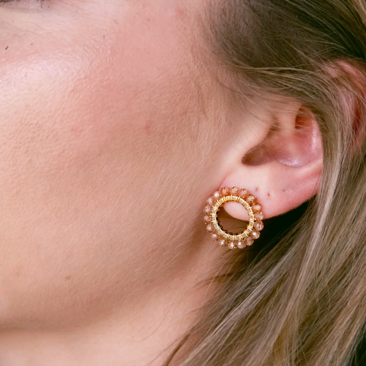 Savuti CIRCLE Stud Earrings - Champagne