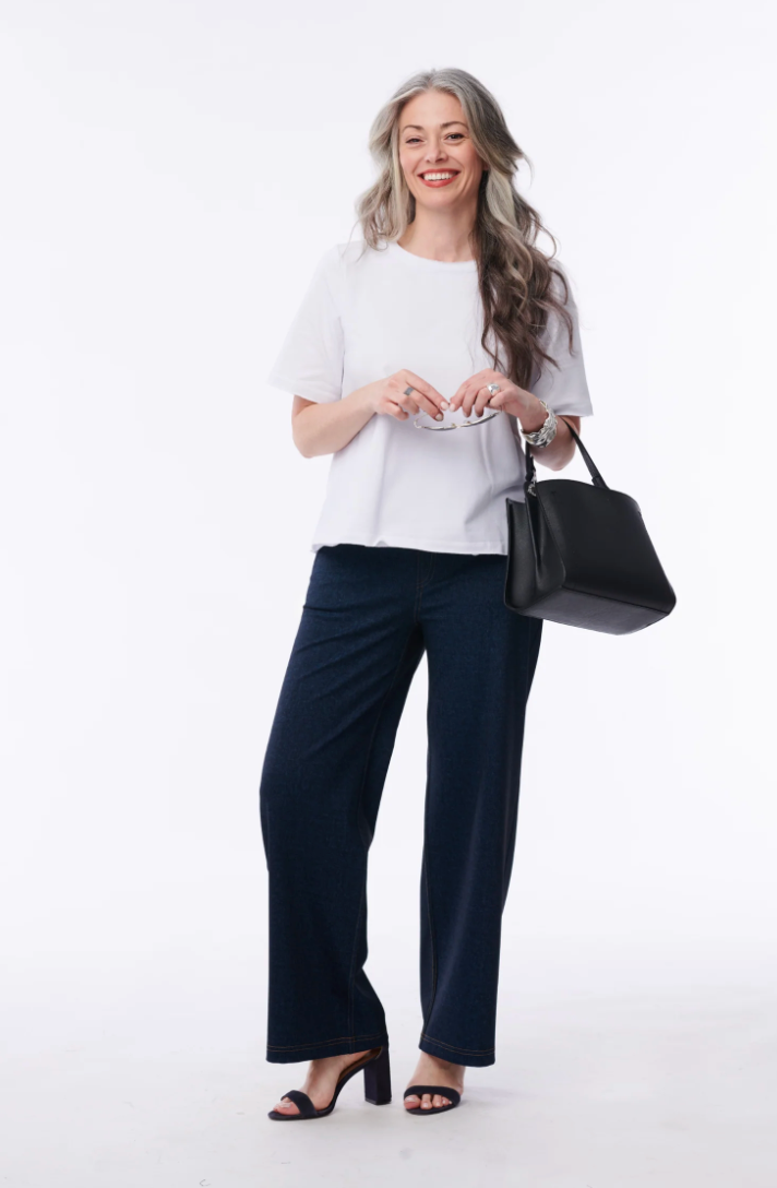 Helene Clarkson Design HANNA BLUE Ponte Wide Leg Jean