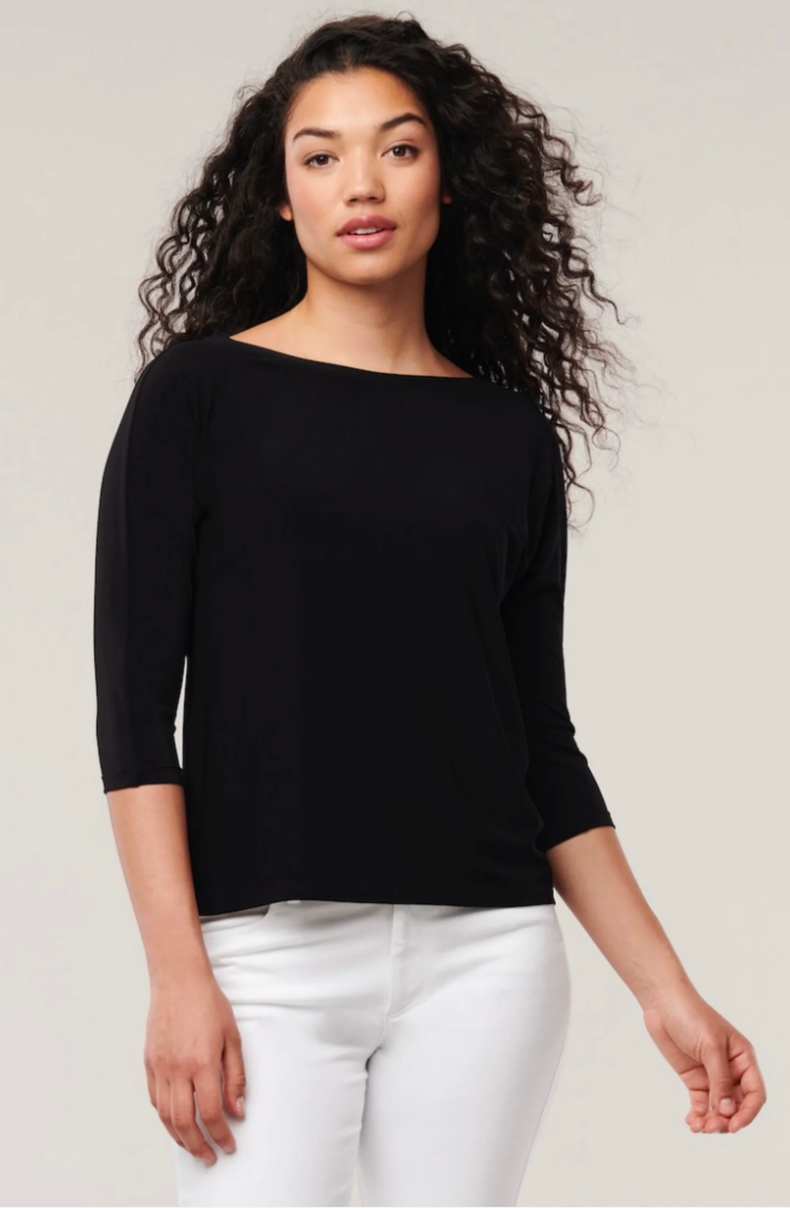 Helene Clarkson Design SOUSA BLACK Wrinkle-Free Boat Neck Top