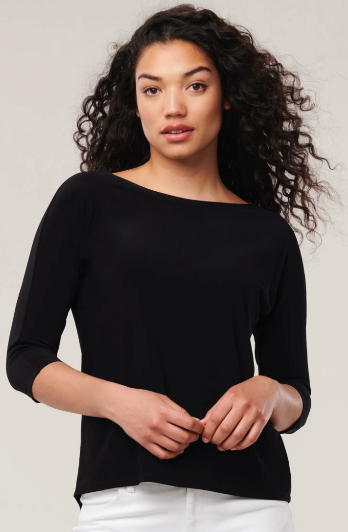 Helene Clarkson Design SOUSA BLACK Wrinkle-Free Boat Neck Top